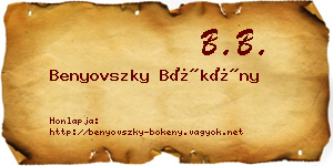 Benyovszky Bökény névjegykártya